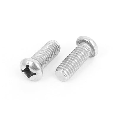 Harfington M6x15mm Stainless Steel Phillips Round Pan Head Machine Screws Silver Tone 25pcs