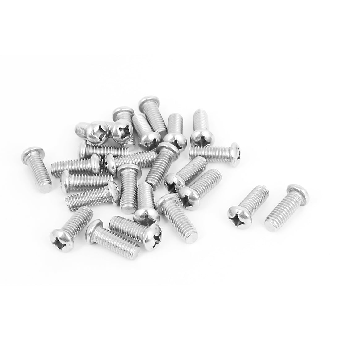 Harfington M6x15mm Stainless Steel Phillips Round Pan Head Machine Screws Silver Tone 25pcs