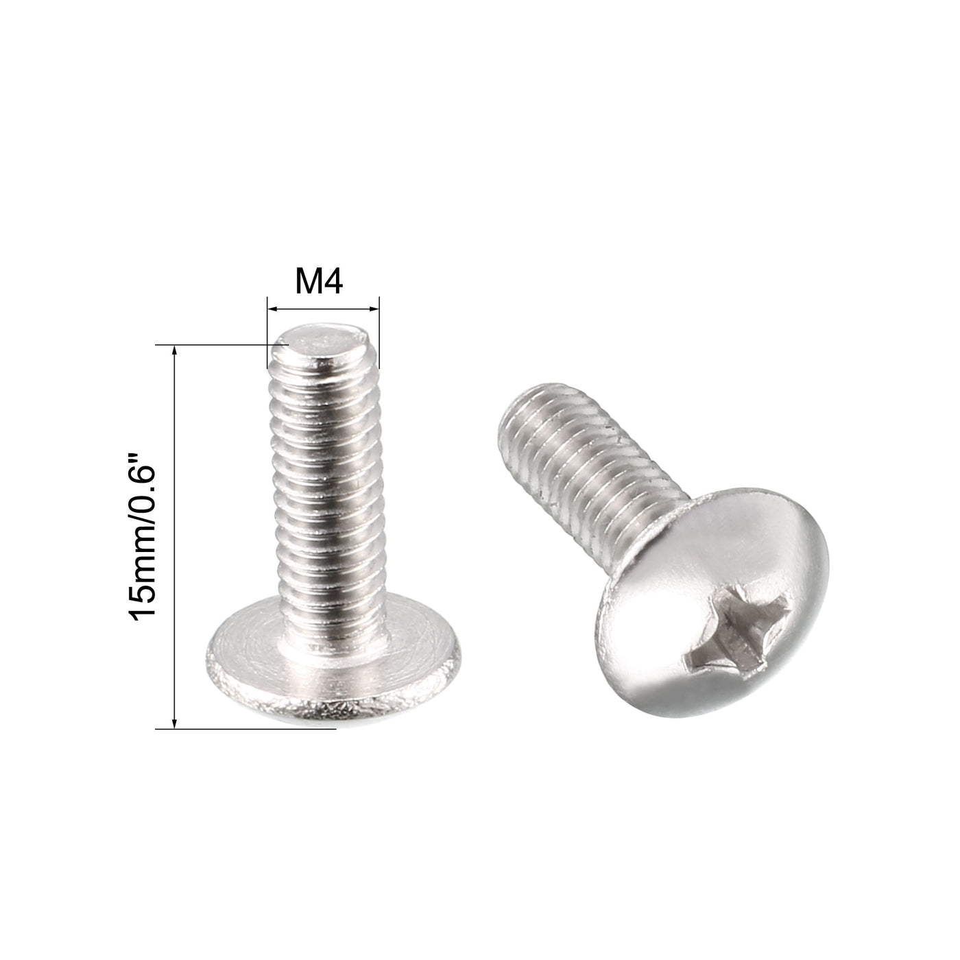 Harfington M4x12mm Stainless Steel Phillips Head Machine Screws 50pcs
