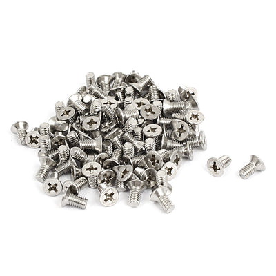 Harfington M4x8mm Stainless Steel Countersunk Flat Head Cross Phillips Screw Bolts 100pcs