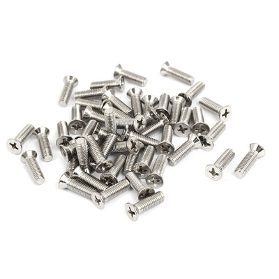 Harfington M5x16mm Stainless Steel Countersunk Flat Head Cross Phillips Screw Bolts 50pcs
