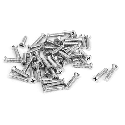 Harfington M6x25mm Stainless Steel Countersunk Flat Head Cross Phillips Screw Bolts 50pcs