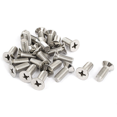 Harfington M8x20mm Stainless Steel Countersunk Flat Head Cross Phillips Screw Bolts 25pcs