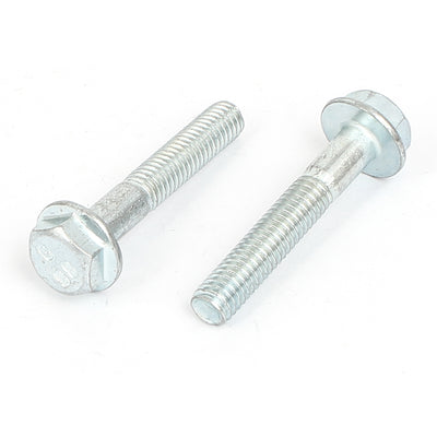 Harfington M6x35mm 22mm Long Thread Grade 8.8 Hexagon Hex Flange Bolts Screws 25pcs