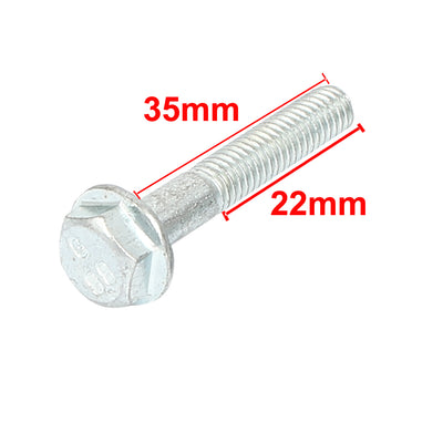 Harfington M6x35mm 22mm Long Thread Grade 8.8 Hexagon Hex Flange Bolts Screws 25pcs