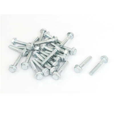 Harfington M6x35mm 22mm Long Thread Grade 8.8 Hexagon Hex Flange Bolts Screws 25pcs
