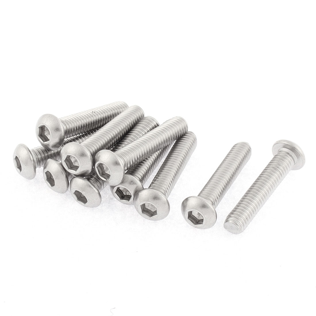 Harfington 10pcs 304 Stainless Steel M6 Thread Button Head Hex Socket Screws Fasteners