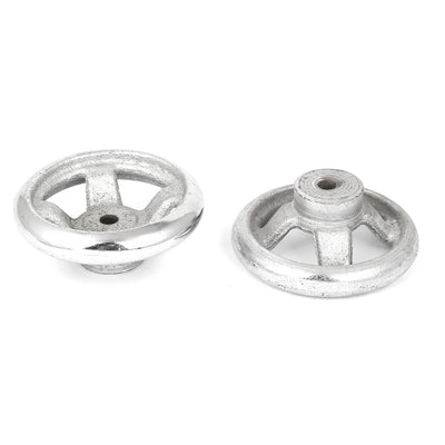 Harfington 2pcs 70mm Dia Four Spoke Round Iron Hand Wheel Handwheel for Milling Machine Lathe