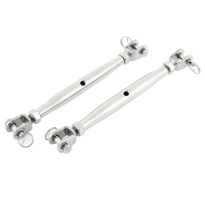 Harfington M8 Stainless Steel Rigging Screw Jaw to Jaw Turnbuckles 2pcs for Wire Rope Cable