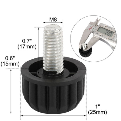 Harfington Uxcell Desk Table Adjustable Screw on Type Leveling Feet M8 x 17mm Thread 25PCS