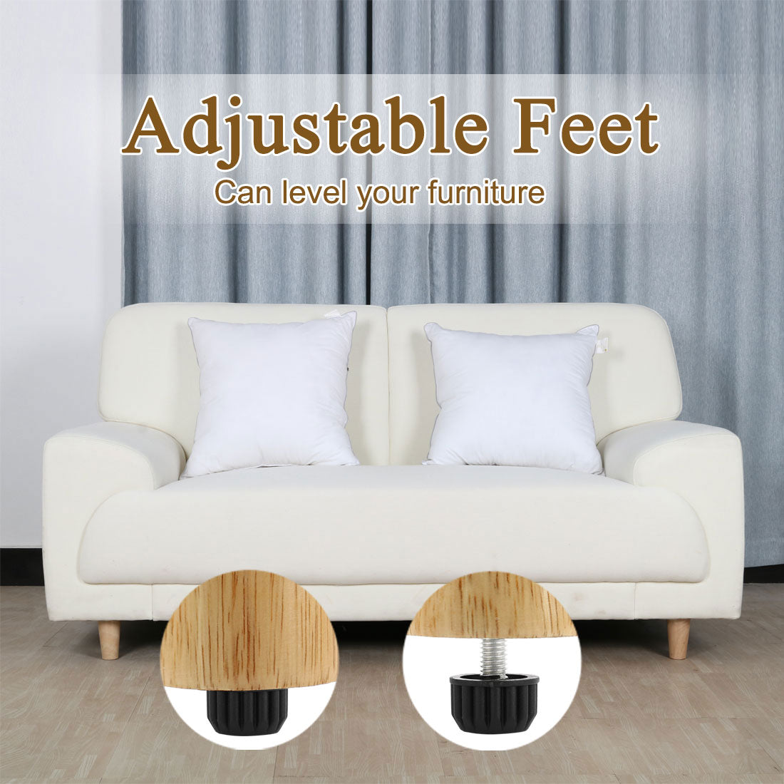 uxcell Uxcell Desk Table Adjustable Screw on Type Leveling Feet M8 x 17mm Thread 25PCS