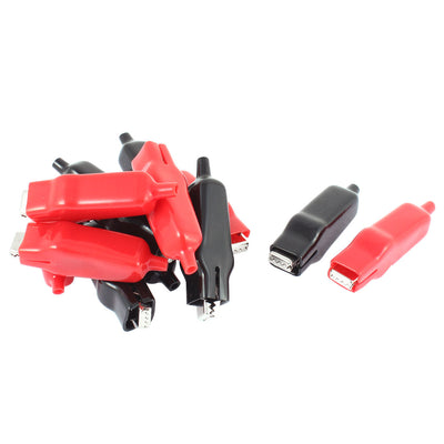 Harfington 12Pcs Red Black Insulated Boot Flat Mouth Metal Battery Clamps Alligator Test Clips