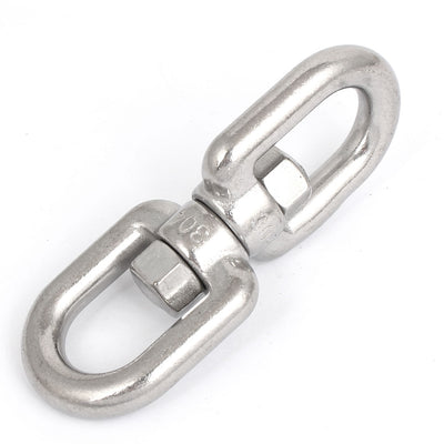Harfington 12mm Thickness 304 Stainless Steel D Shaped Double Eye Swivel Hook