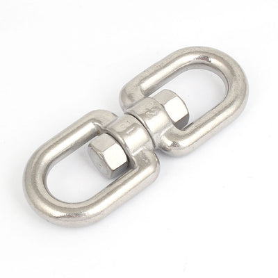 Harfington 12mm Thickness 304 Stainless Steel D Shaped Double Eye Swivel Hook