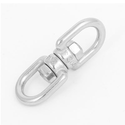 Harfington 4mm Thickness 304 Stainless Steel Double D Shape Eye Swivel Hook 5 Pcs