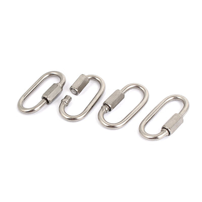 Harfington 3.5mm Thickness Stainless Steel Quick Oval Screwlock Link Lock Carabiner 4 Pcs