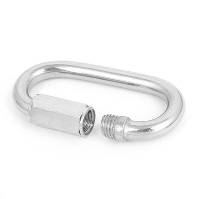 Harfington 6mm Thickness Stainless Steel Quick Oval Screwlock Link Lock Carabiner 10 Pcs