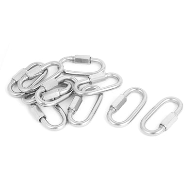 Harfington 6mm Thickness Stainless Steel Quick Oval Screwlock Link Lock Carabiner 10 Pcs
