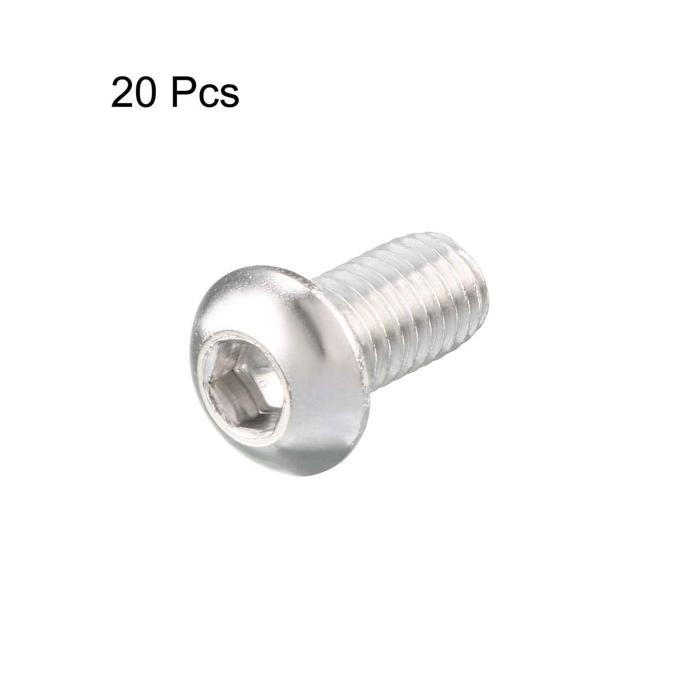 Harfington 20 Pcs M6 x 12mm Thread Stainless Steel Hex Socket Button Head Screws Bolts 15mm Long