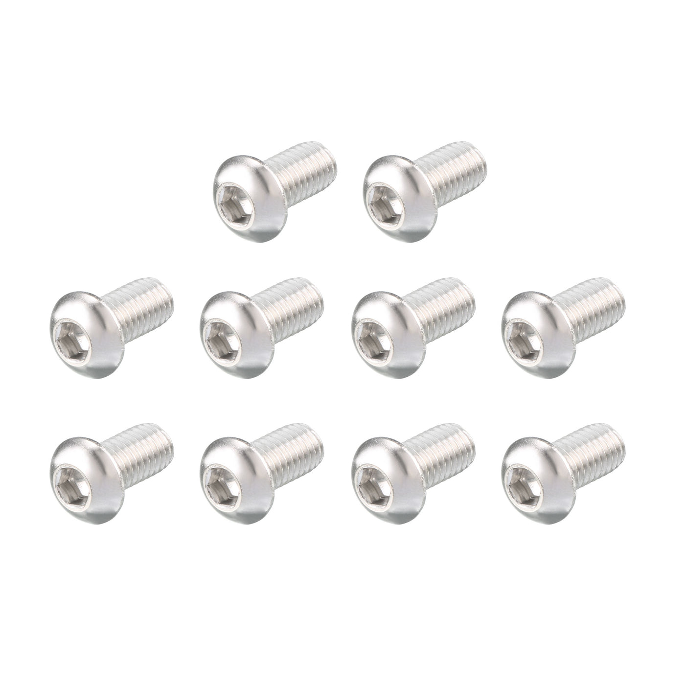 Harfington 20 Pcs M6 x 12mm Thread Stainless Steel Hex Socket Button Head Screws Bolts 15mm Long