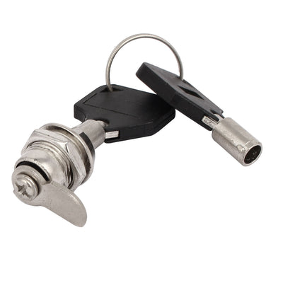 Harfington 19mmx15mmx18mm Safety Keyed Tubular Cam Lock Locker Silver Tone w 2 Socket  Keys