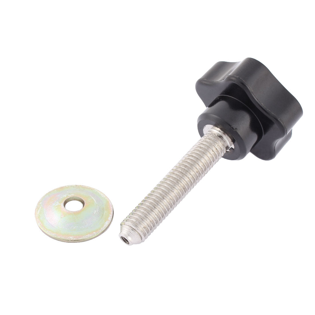 Harfington M10 x 75mm Screw On Metal Male Thread Clamping Star Knobs Grips Black