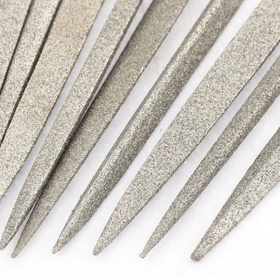 Harfington 3mm Dia Shank Diamond Needle Files Tool Set Silver Tone 140mm Long 10 in 1