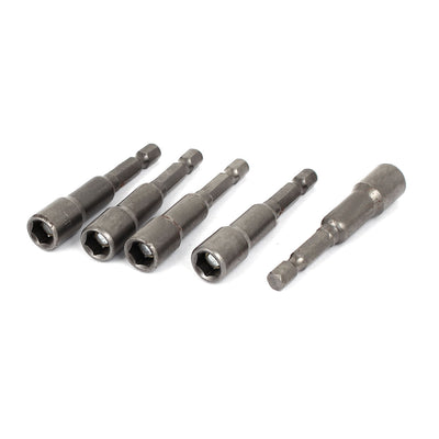Harfington 1/4" Shank 8mm Socket Magnetic Screw Hex Nut Driver Setter Adapter Silver Gray 5pcs