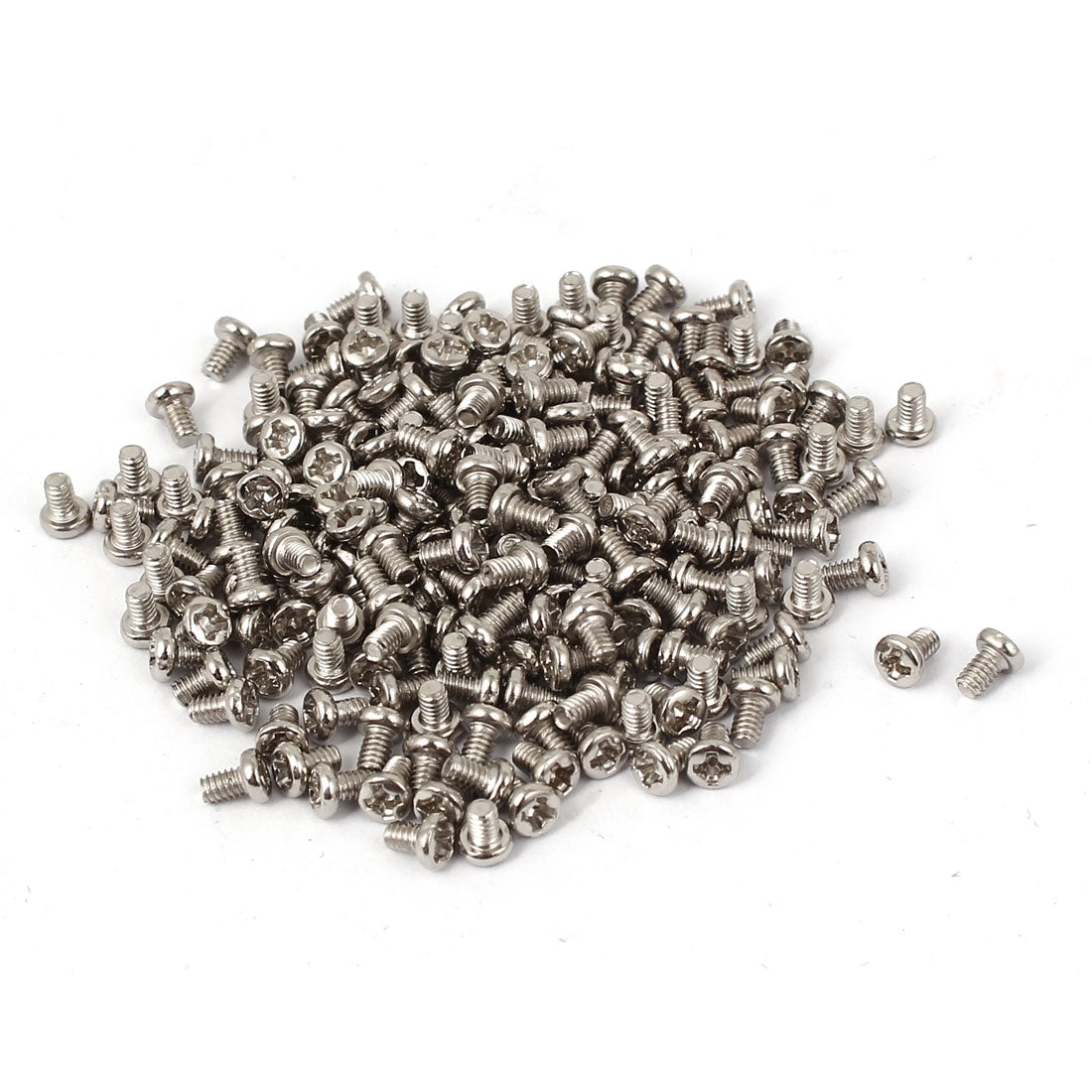 Harfington M2x3mm Nickel Plated Countersunk Phillips Round Head Screws Silver Tone 200pcs