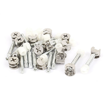 Harfington 15 Sets Furniture Fixing Screw Side Cam Bolt Fitting Dowel Pre-inserted Nut Connector