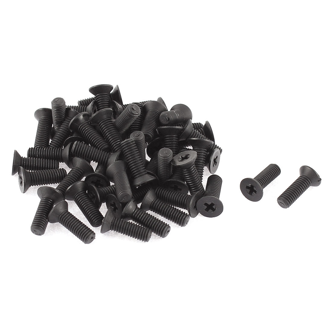 Harfington M5 x 12mm Thread Nylon Phillips Countersunk Head Screws Bolt Black 50pcs