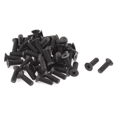 Harfington M5 x 12mm Thread Nylon Phillips Countersunk Head Screws Bolt Black 50pcs