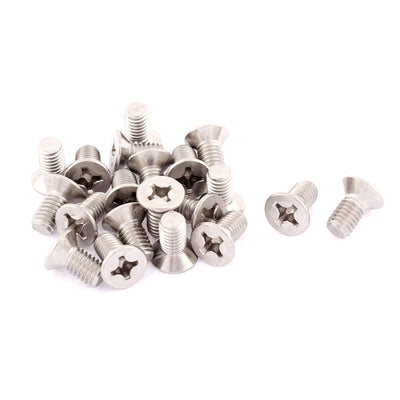 Harfington M6 x 12mm Phillips Flat Head Countersunk Bolts Machine Screws 20pcs
