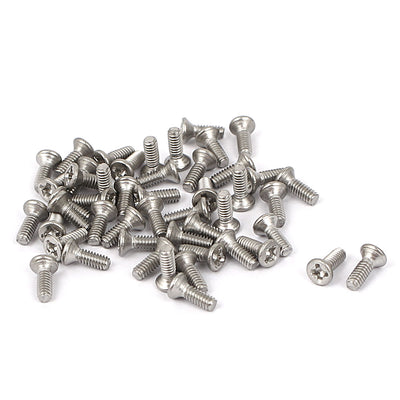 Harfington M2x6mm 304 Stainless Steel Phillips Flat Countersunk Head Machine Screws 50pcs
