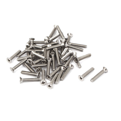 Harfington M2.5x14mm Stainless Steel Phillips Flat Countersunk Head Machine Screws 50pcs