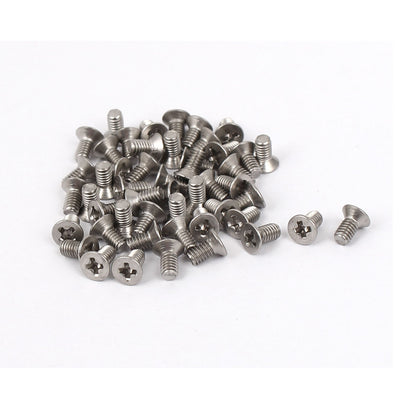 Harfington M2.5x5mm 304 Stainless Steel Phillips Flat Countersunk Head Machine Screws 50pcs