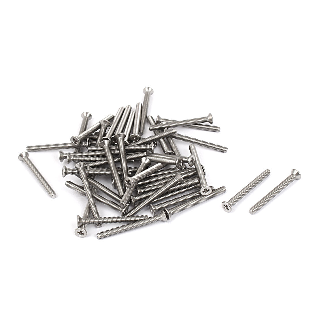 Harfington M2.5x25mm Phillips Flat Countersunk Head Machine Screws Silver Tone 50pcs