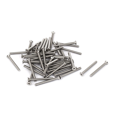 Harfington M2.5x25mm Phillips Flat Countersunk Head Machine Screws Silver Tone 50pcs