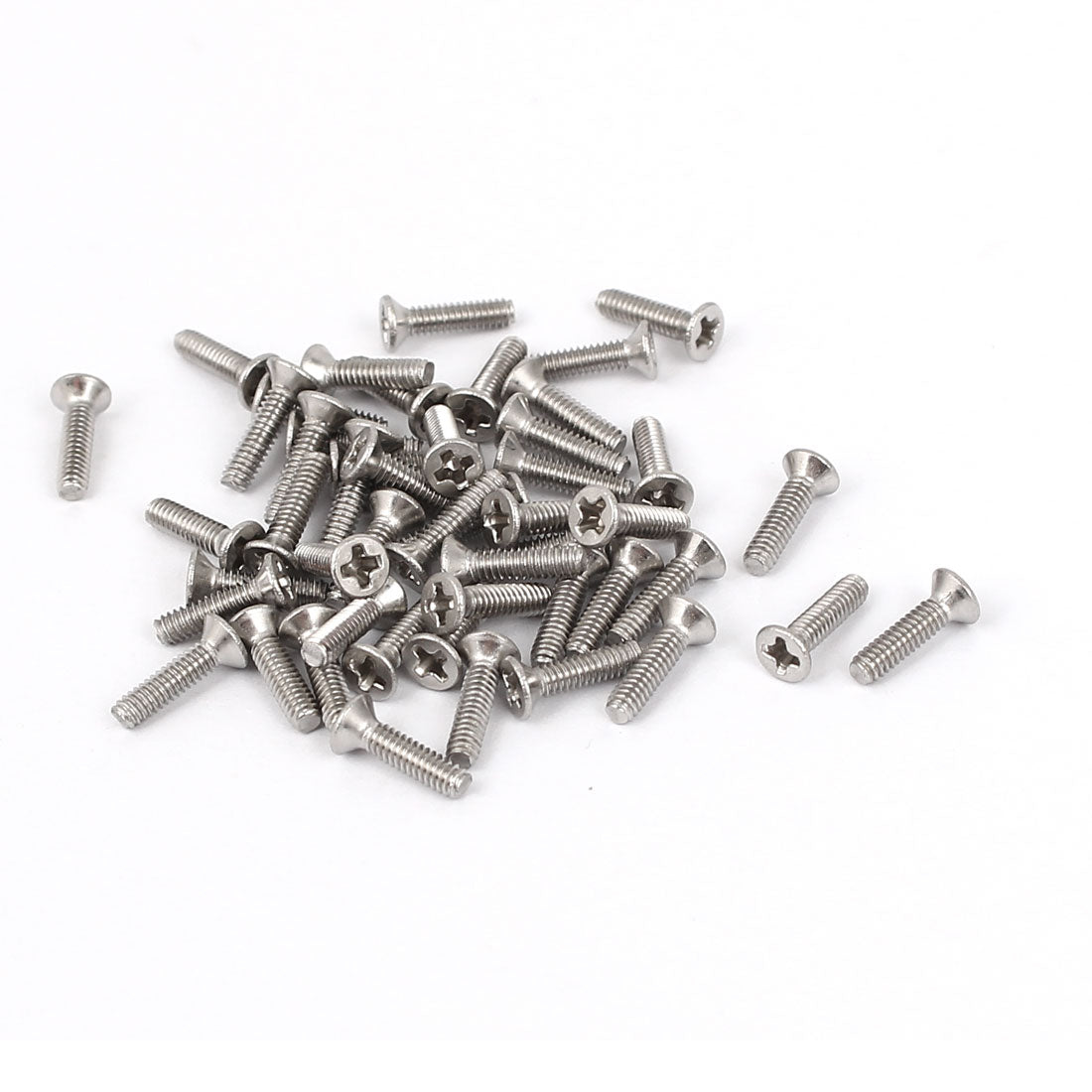 Harfington M2x8mm Phillips Flat Countersunk Head Machine Screws Silver Tone 50pcs