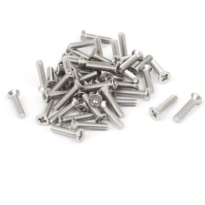 Harfington M3x14mm Phillips Flat Countersunk Head Machine Screws Silver Tone 50pcs