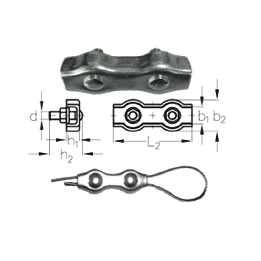 Harfington M3 Stainless Steel Duplex Wire Rope Clip Cable Clamps 12 Pcs