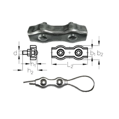Harfington M3 Stainless Steel Duplex Wire Rope Clip Cable Clamps 12 Pcs