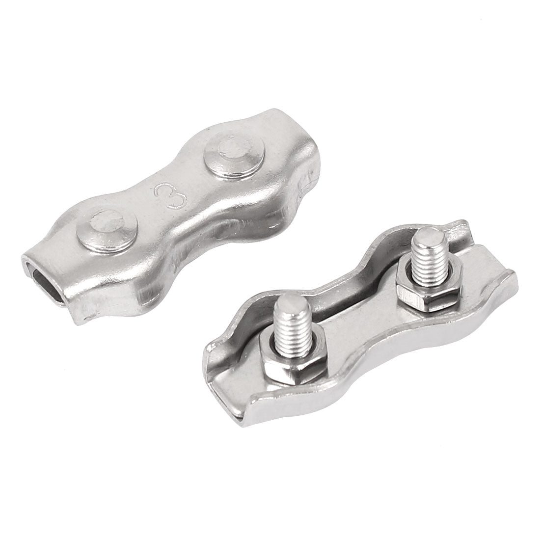 Harfington M3 Stainless Steel Duplex Wire Rope Clip Cable Clamps 12 Pcs