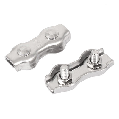 Harfington M3 Stainless Steel Duplex Wire Rope Clip Cable Clamps 12 Pcs