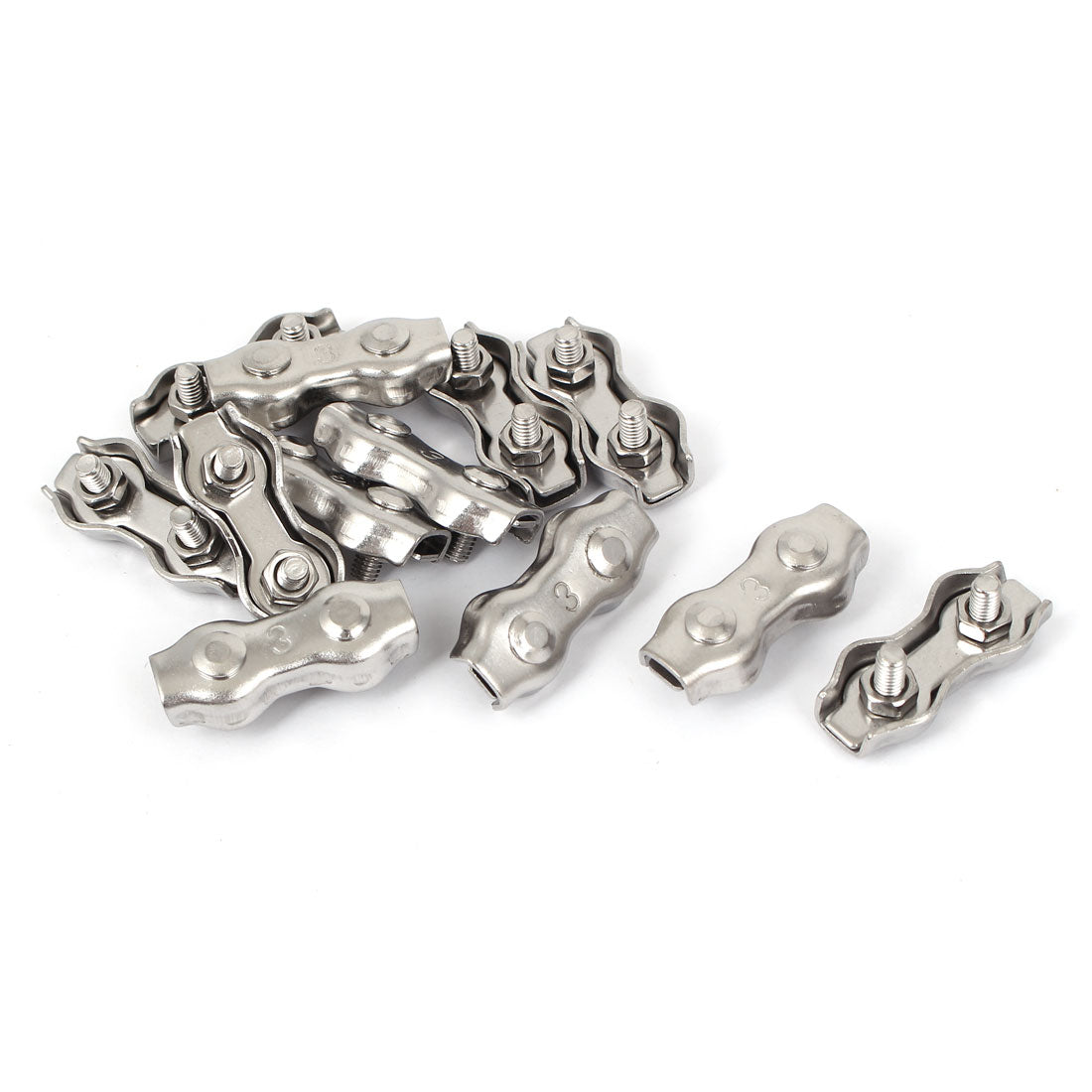 Harfington M3 Stainless Steel Duplex Wire Rope Clip Cable Clamps 12 Pcs