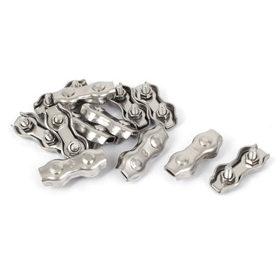 Harfington M3 Stainless Steel Duplex Wire Rope Clip Cable Clamps 12 Pcs
