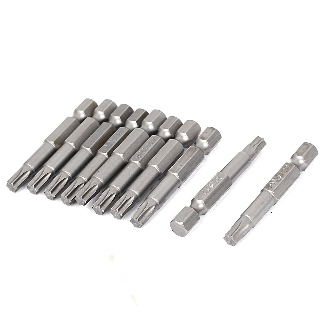 Harfington T27 Type 1/4" Hex Shank 50mm Length Magnetic Torx Screwdriver Bits 10pcs