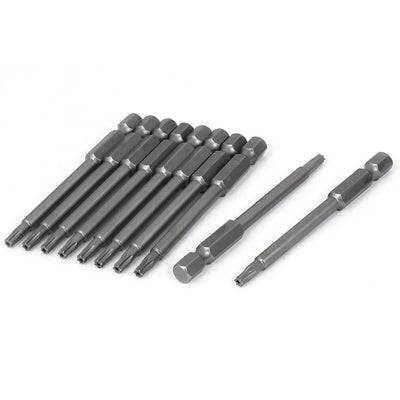 Harfington 75mm Long 1/4" Hex Shank T15 Tip Magnetic Torx Screwdriver Bits 10pcs