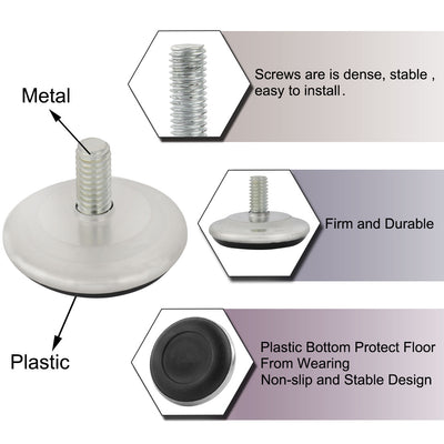 Harfington Uxcell 20Pcs Adjustable Screw On Type Furniture Glide Leveling Feet 10 x 16 x 50mm