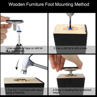 Harfington Uxcell 20Pcs Adjustable Screw On Type Furniture Glide Leveling Feet 10 x 16 x 50mm
